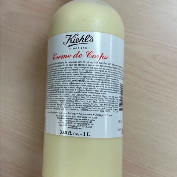Kiehl's Creme De Corps Body Moisturizer Cream 33.8oz/1000 ml New, sealed new - Picture 16 of 16